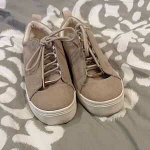 H&M Beige Suede Sneakers Work Style Chic - I ACCEPT OFFERS